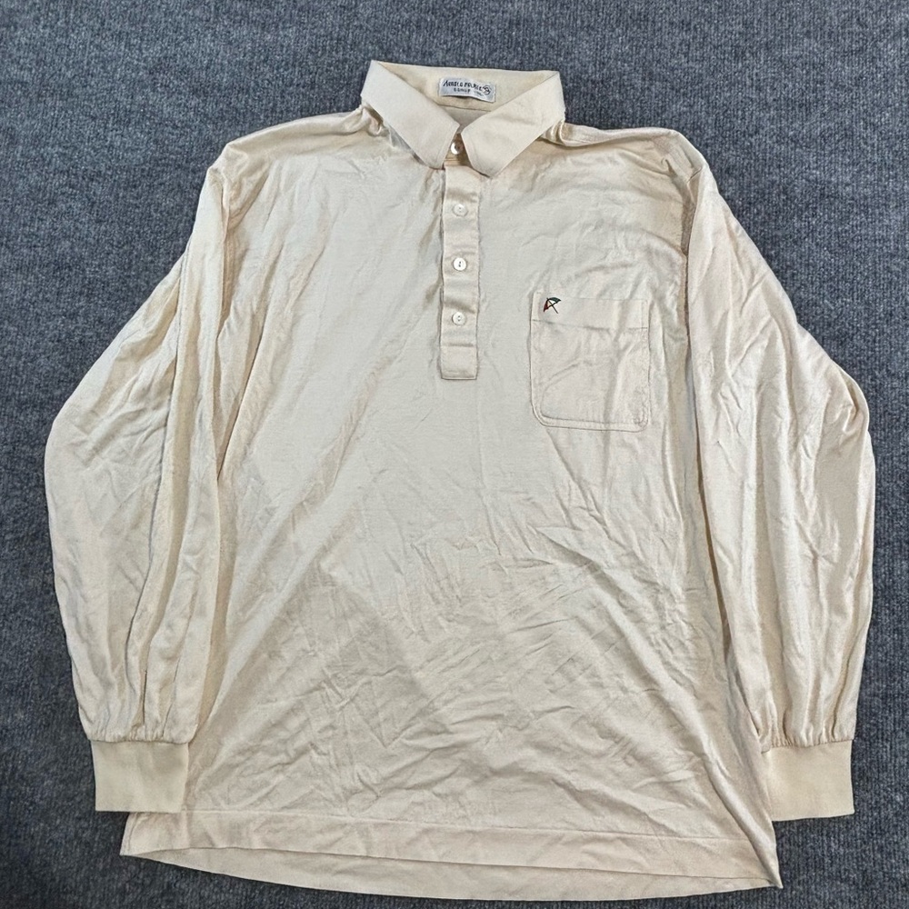 Arnold Palmer Golf Polo Long Sleeve Athletic Cream Size Large